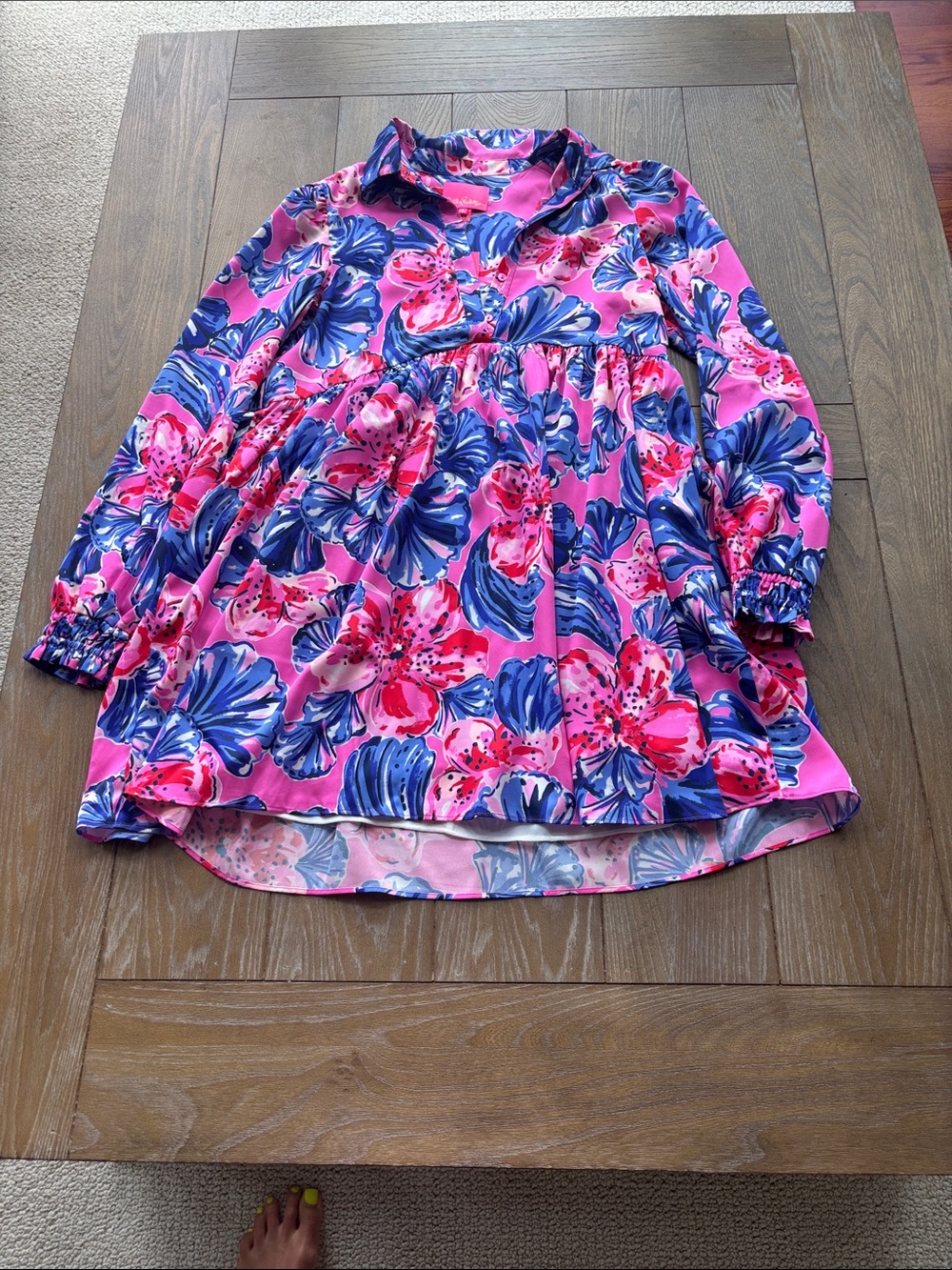 Pink Floral Long-Sleeve Tunic Top